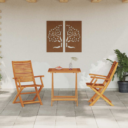 Folding Bistro Set Folding 3 pcs Brown Solid Acacia Wood