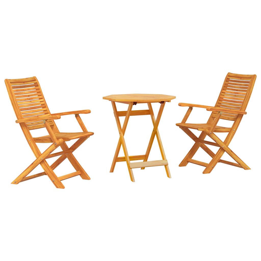 Folding Bistro Set Folding 3 pcs Brown Solid Acacia Wood