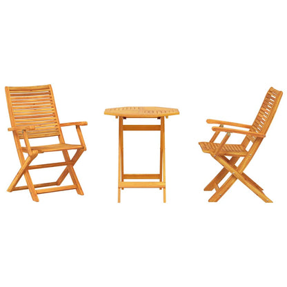 Folding Bistro Set Folding 3 pcs Brown Solid Acacia Wood