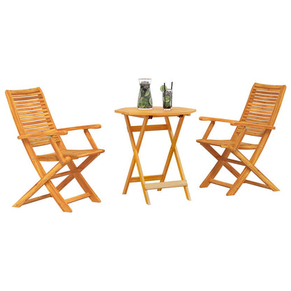 Folding Bistro Set Folding 3 pcs Brown Solid Acacia Wood