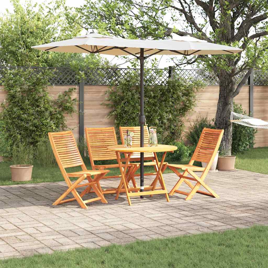 Garden Dining Set Folding 5 pcs Brown Solid Acacia Wood
