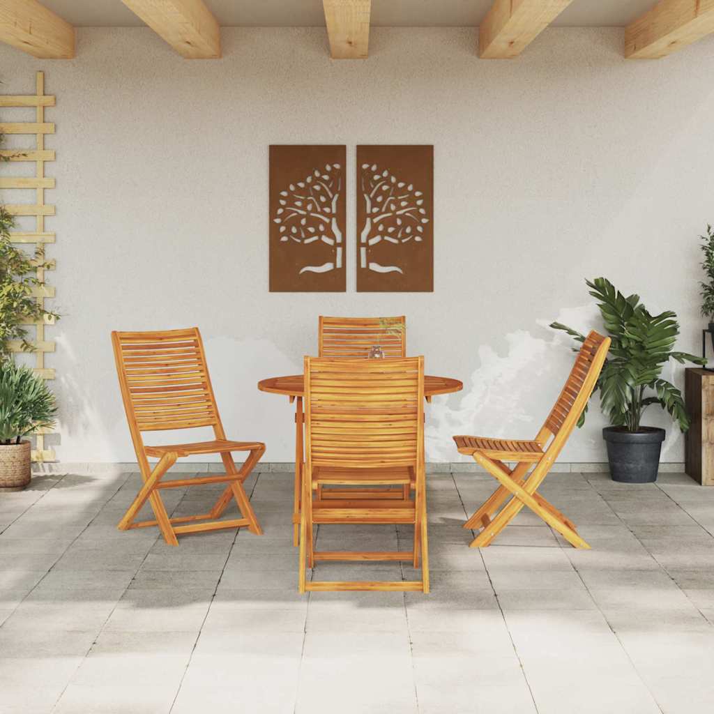 Garden Dining Set Folding 5 pcs Brown Solid Acacia Wood
