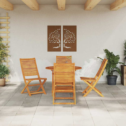 Garden Dining Set Folding 5 pcs Brown Solid Acacia Wood