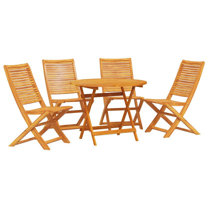 Garden Dining Set Folding 5 pcs Brown Solid Acacia Wood