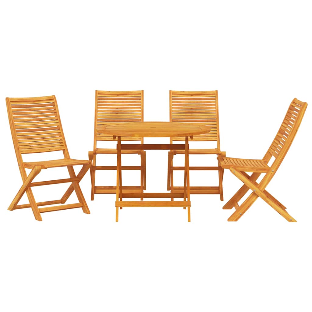 Garden Dining Set Folding 5 pcs Brown Solid Acacia Wood