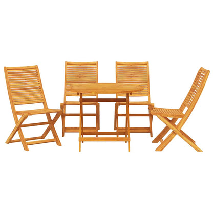 Garden Dining Set Folding 5 pcs Brown Solid Acacia Wood