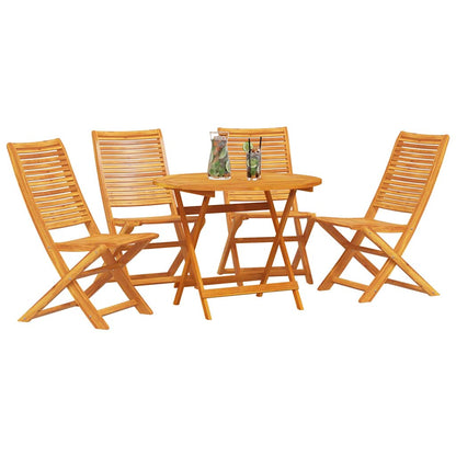 Garden Dining Set Folding 5 pcs Brown Solid Acacia Wood