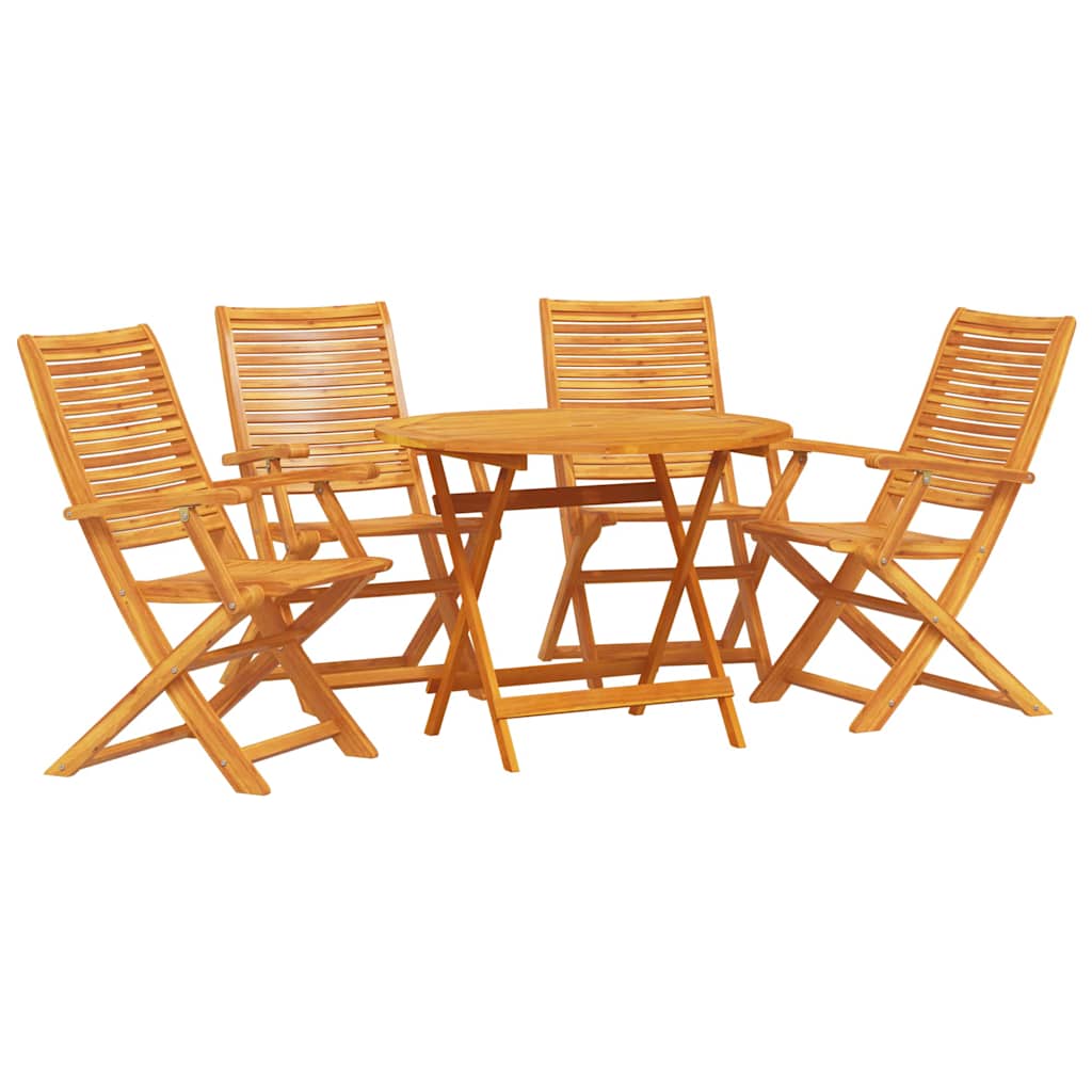 Garden Dining Set Folding 5 pcs Brown Solid Acacia Wood
