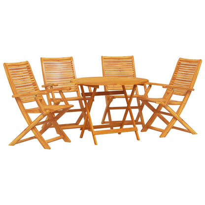 Garden Dining Set Folding 5 pcs Brown Solid Acacia Wood