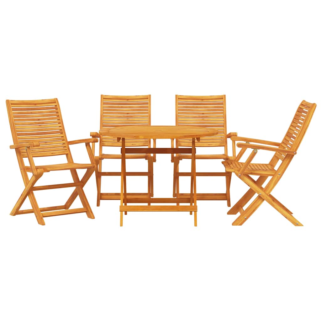Garden Dining Set Folding 5 pcs Brown Solid Acacia Wood