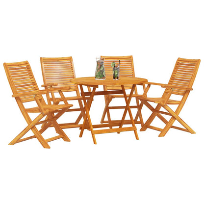 Garden Dining Set Folding 5 pcs Brown Solid Acacia Wood