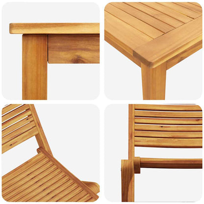 Garden Dining Set Folding 5 pcs Brown Solid Acacia Wood