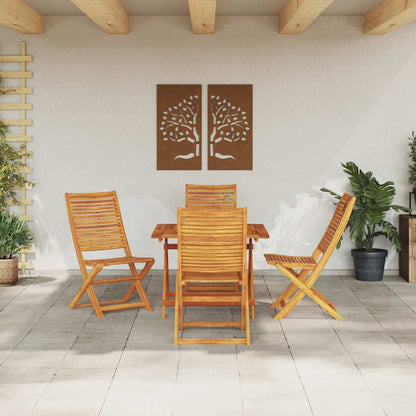 Garden Dining Set Folding 5 pcs Brown Solid Acacia Wood