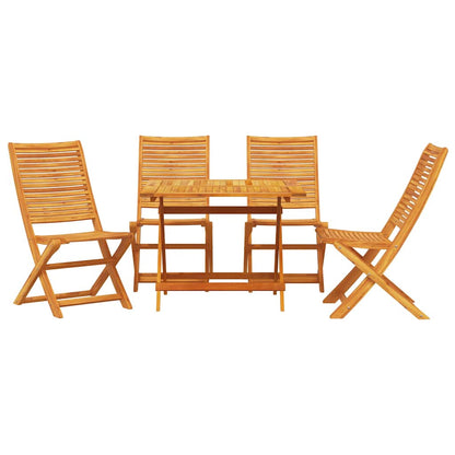 Garden Dining Set Folding 5 pcs Brown Solid Acacia Wood