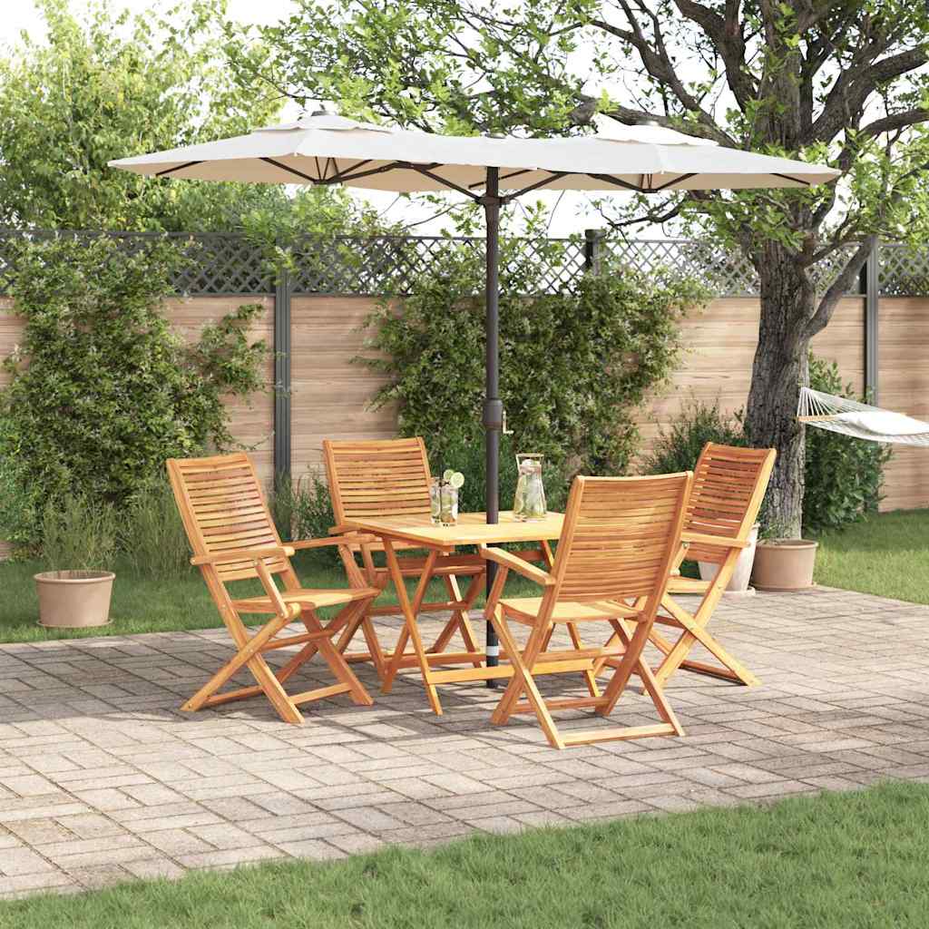 Garden Dining Set Folding 5 pcs Brown Solid Acacia Wood