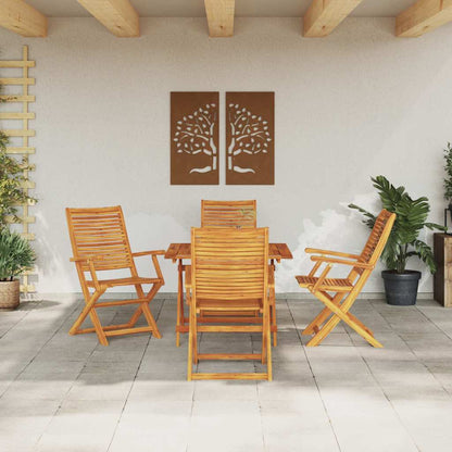 Garden Dining Set Folding 5 pcs Brown Solid Acacia Wood