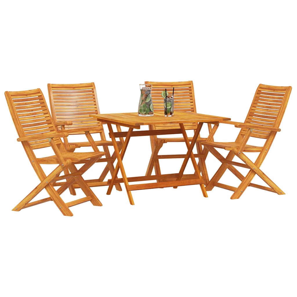 Garden Dining Set Folding 5 pcs Brown Solid Acacia Wood
