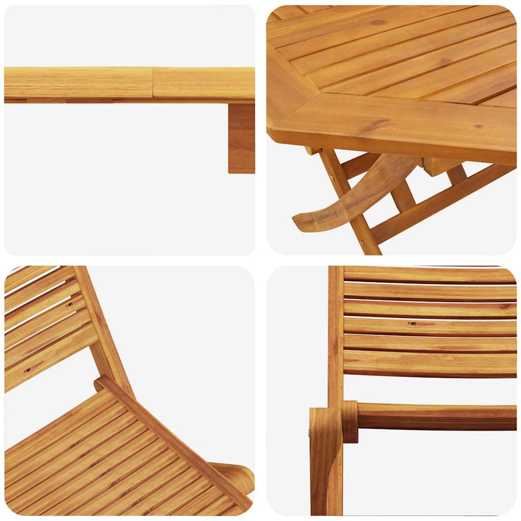 Garden Dining Set Folding 5 pcs Brown Solid Acacia Wood