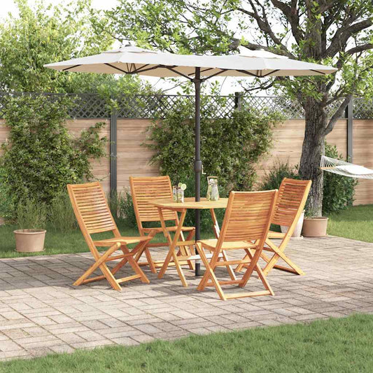 Garden Dining Set Folding 5 pcs Brown Solid Acacia Wood