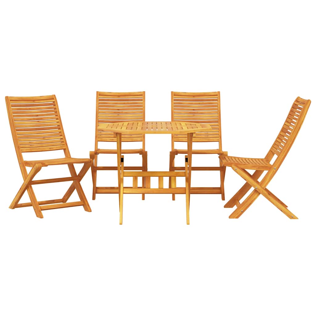 Garden Dining Set Folding 5 pcs Brown Solid Acacia Wood