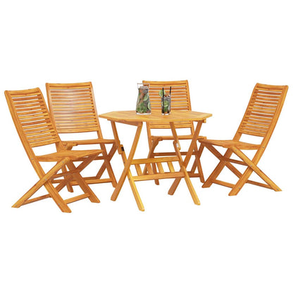 Garden Dining Set Folding 5 pcs Brown Solid Acacia Wood