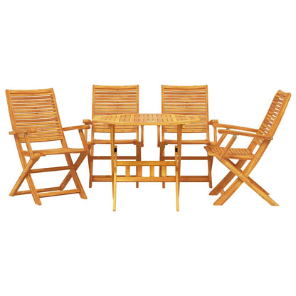 Garden Dining Set Folding 5 pcs Brown Solid Acacia Wood