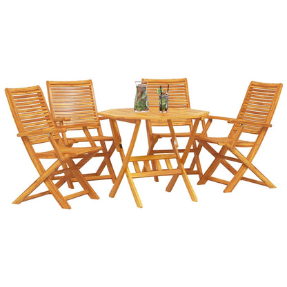Garden Dining Set Folding 5 pcs Brown Solid Acacia Wood