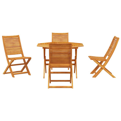 Garden Dining Set Folding 5 pcs Brown Solid Acacia Wood