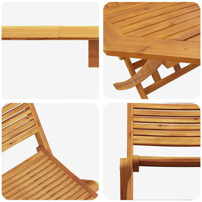 Garden Dining Set Folding 5 pcs Brown Solid Acacia Wood