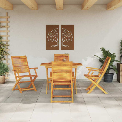Garden Dining Set Folding 5 pcs Brown Solid Acacia Wood
