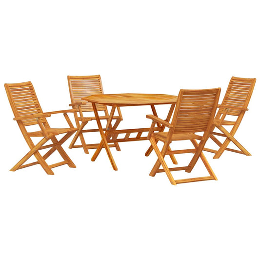 Garden Dining Set Folding 5 pcs Brown Solid Acacia Wood