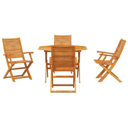 Garden Dining Set Folding 5 pcs Brown Solid Acacia Wood