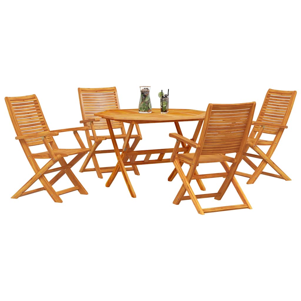 Garden Dining Set Folding 5 pcs Brown Solid Acacia Wood