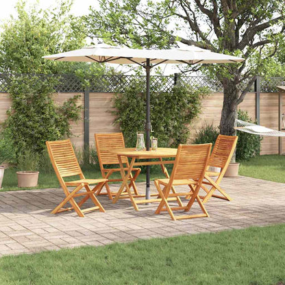 Garden Dining Set Folding 5 pcs Brown Solid Acacia Wood