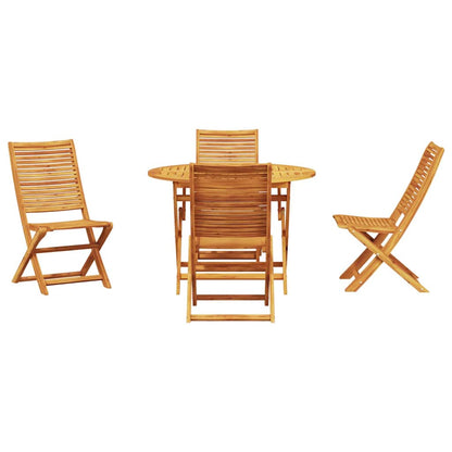 Garden Dining Set Folding 5 pcs Brown Solid Acacia Wood