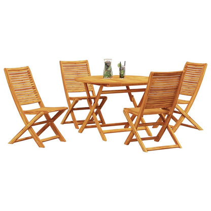 Garden Dining Set Folding 5 pcs Brown Solid Acacia Wood