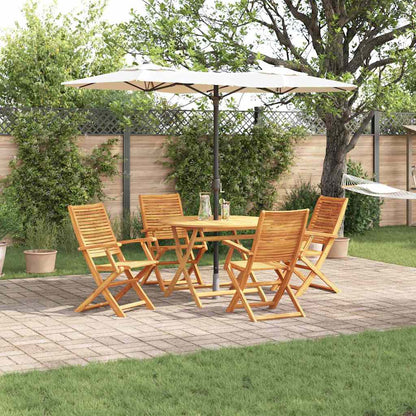 Garden Dining Set Folding 5 pcs Brown Solid Acacia Wood