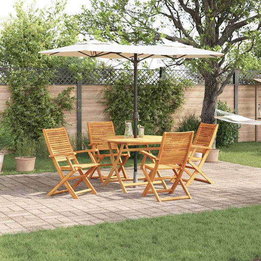 Garden Dining Set Folding 5 pcs Brown Solid Acacia Wood