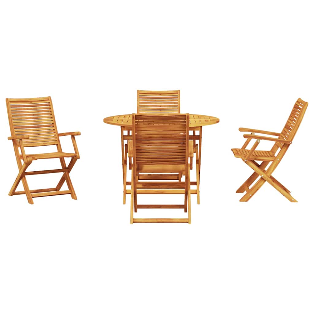 Garden Dining Set Folding 5 pcs Brown Solid Acacia Wood