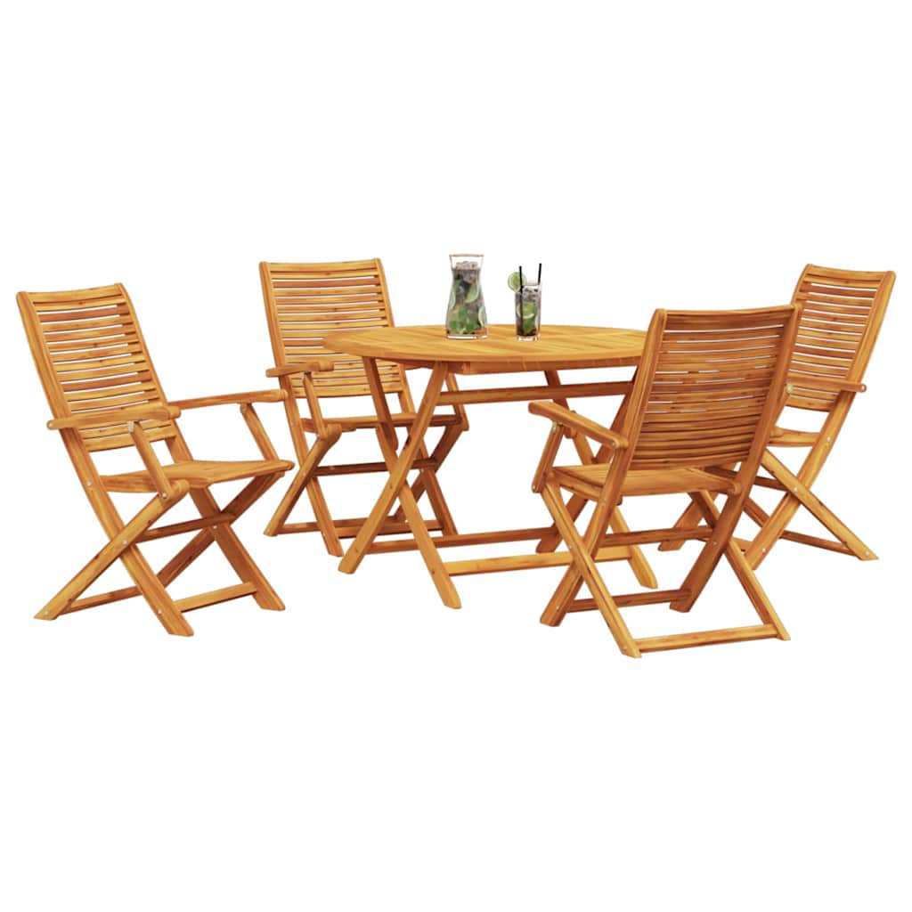 Garden Dining Set Folding 5 pcs Brown Solid Acacia Wood