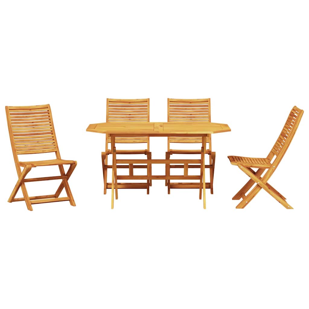 Garden Dining Set Folding 5 pcs Brown Solid Acacia Wood