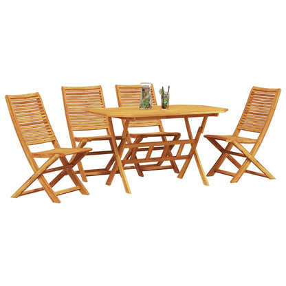 Garden Dining Set Folding 5 pcs Brown Solid Acacia Wood