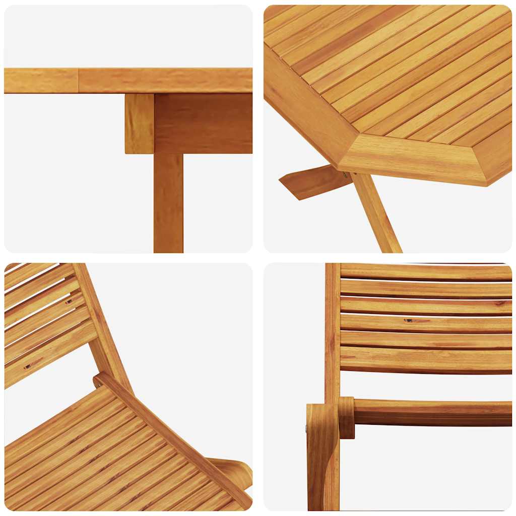 Garden Dining Set Folding 7 pcs Brown Solid Acacia Wood