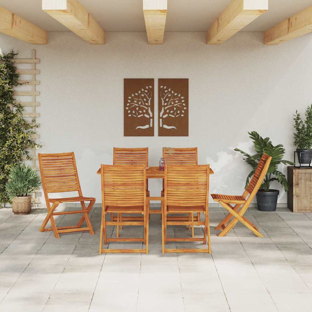 Garden Dining Set Folding 7 pcs Brown Solid Acacia Wood