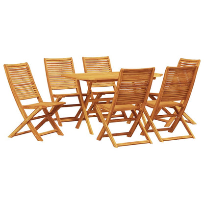 Garden Dining Set Folding 7 pcs Brown Solid Acacia Wood