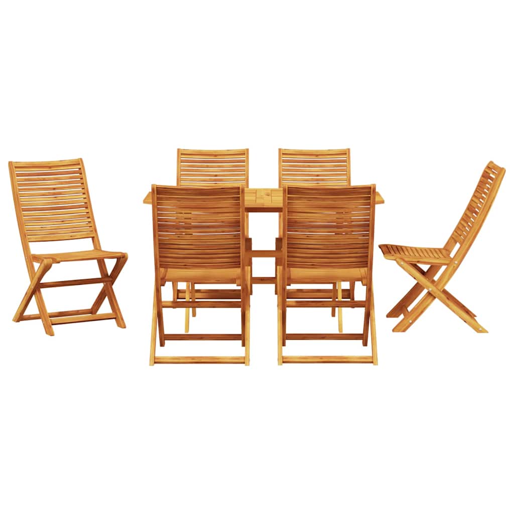 Garden Dining Set Folding 7 pcs Brown Solid Acacia Wood