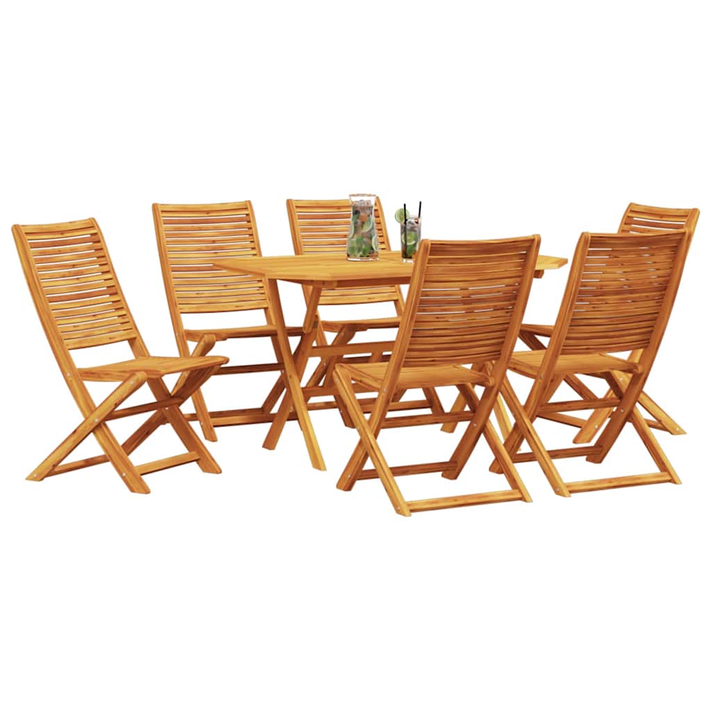 Garden Dining Set Folding 7 pcs Brown Solid Acacia Wood