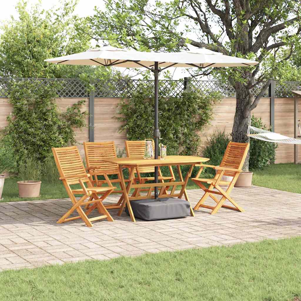Garden Dining Set Folding 5 pcs Brown Solid Acacia Wood