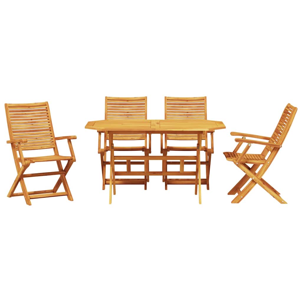 Garden Dining Set Folding 5 pcs Brown Solid Acacia Wood