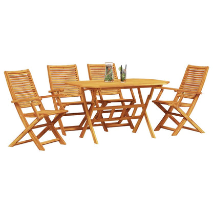 Garden Dining Set Folding 5 pcs Brown Solid Acacia Wood